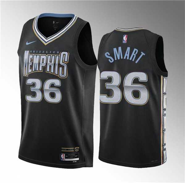 Mens Memphis Grizzlies #36 Marcus Smart Black 2023 Draft City Edition Stitched Basketball Jersey1